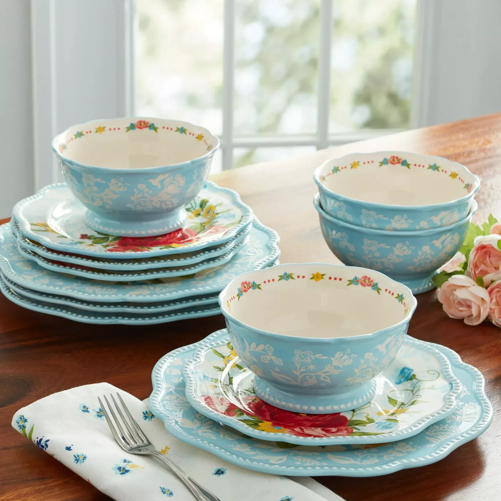 The Pioneer Woman Sweet Rose 12-Piece Dinnerware Set The Pioneer Woman Sweet Rose 12-Piece Dinnerware Set